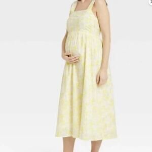 The Nines by Hatch | Yellow Floral Midi Adjustable Sundress Midi Size Medium
